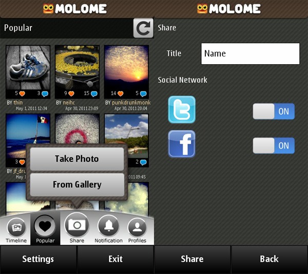 Molome, programa para editar, retocar y compartir fotos con tu móvil Nokia