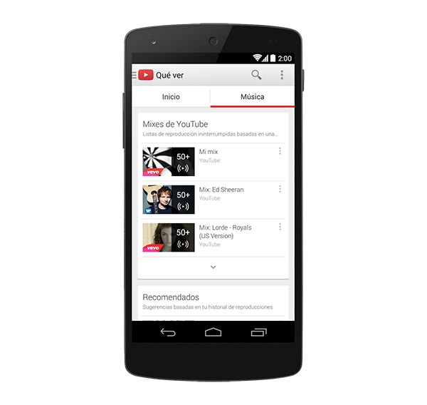El servicio de música de YouTube se podrá utilizar desde la misma app