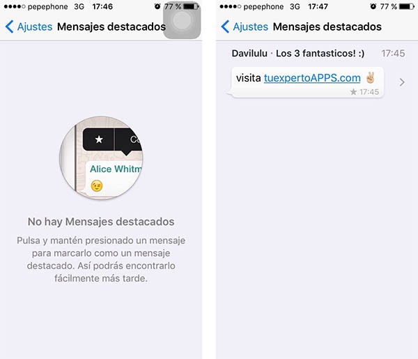 whatsapp destacados iphone