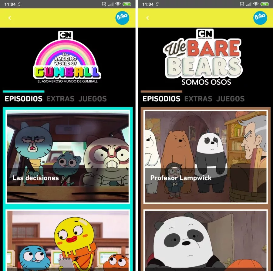 Cómo ver los dibujos animados y series de Boing en tu móvil Android